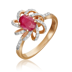 Кольцо из красного золота с рубином и бриллиантами 01-1347-00-107-1110-30