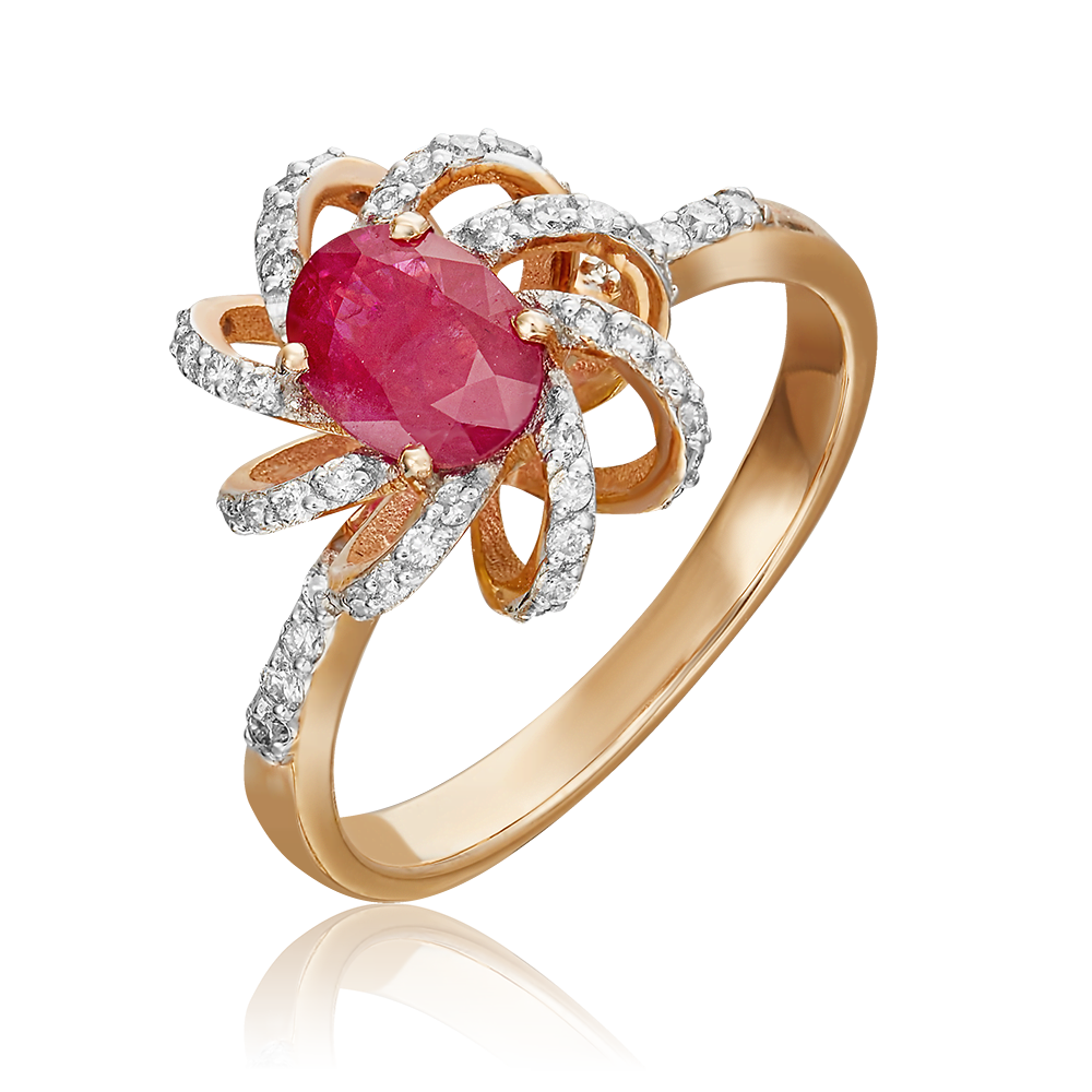Кольцо из красного золота с рубином и бриллиантами 01-1347-00-107-1110-30