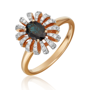 Кольцо из красного золота с сапфиром и бриллиантами 01-1349-00-105-1110-30