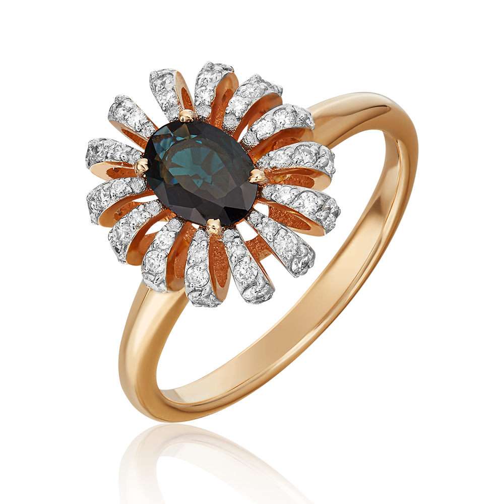 Кольцо из красного золота с сапфиром и бриллиантами 01-1349-00-105-1110-30