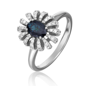 Кольцо из белого золота с сапфиром и бриллиантами 01-1350-00-105-1120-30