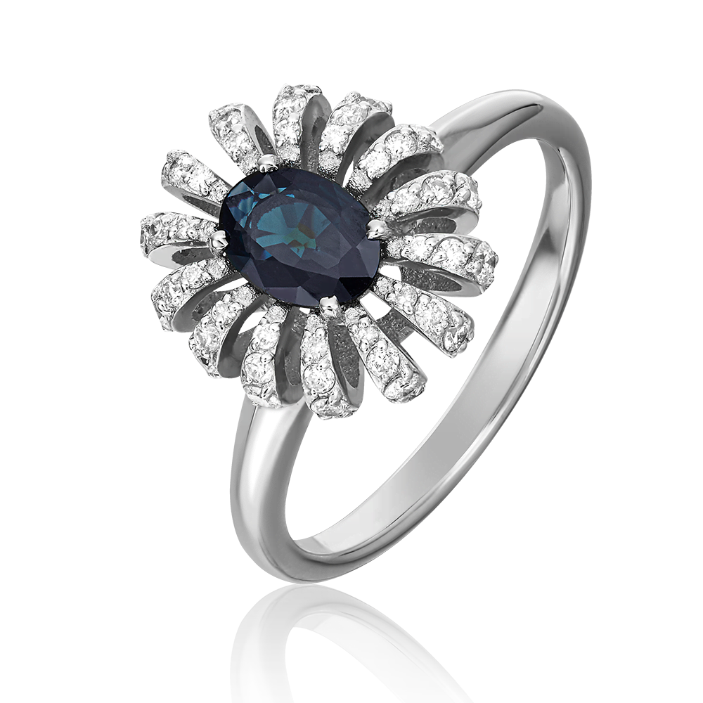 Кольцо из белого золота с сапфиром и бриллиантами 01-1350-00-105-1120-30