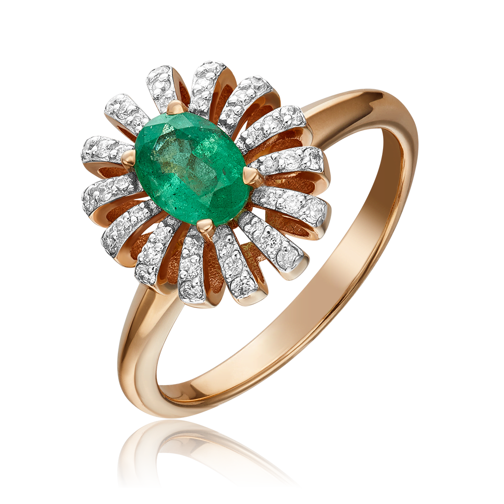Кольцо из красного золота с изумрудом и бриллиантами 01-1349-00-106-1110-30