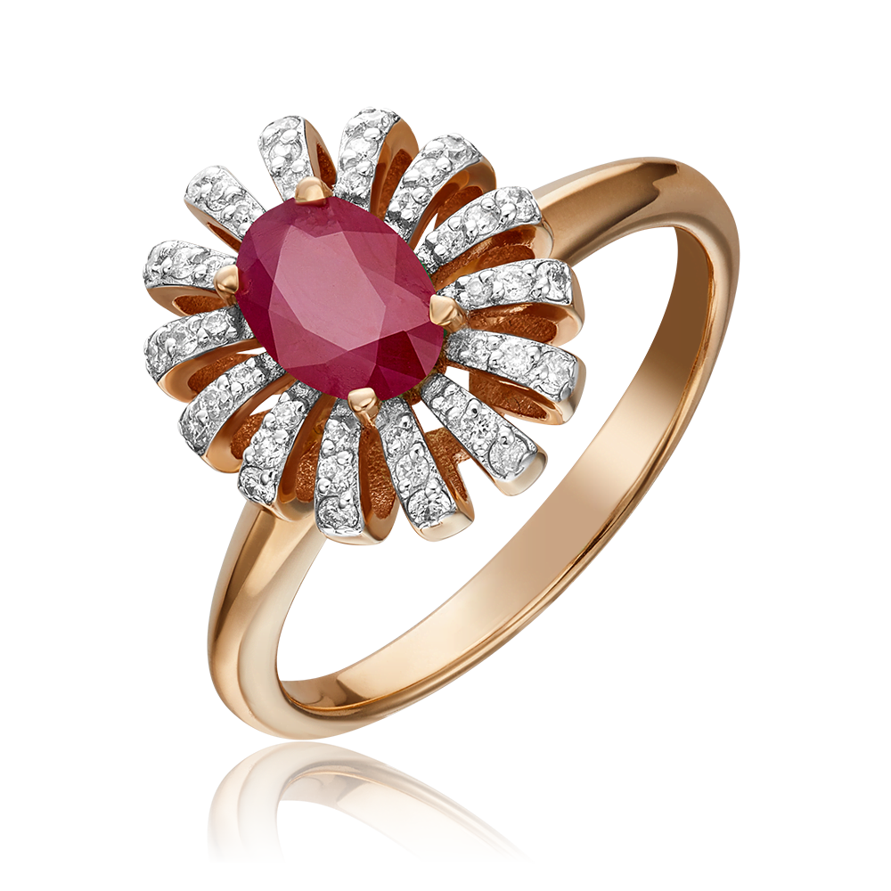 Кольцо из красного золота с рубином и бриллиантами 01-1349-00-107-1110-30