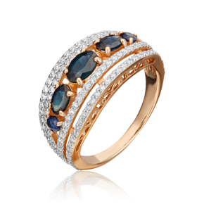 Кольцо из красного золота с сапфирами и бриллиантами 01-1351-00-105-1110-30