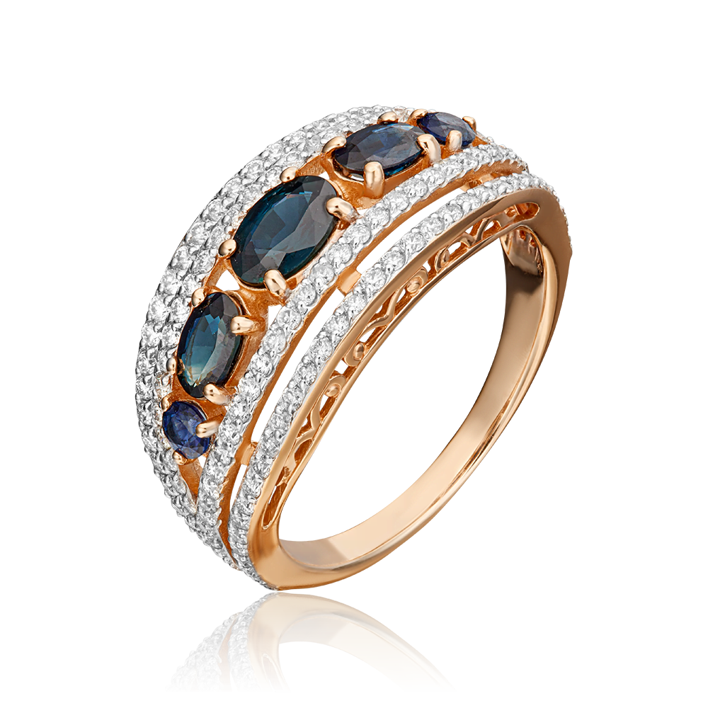 Кольцо из красного золота с сапфирами и бриллиантами 01-1351-00-105-1110-30
