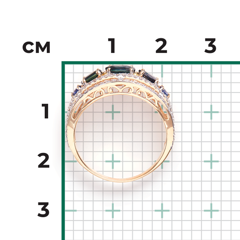 Кольцо из красного золота с сапфирами и бриллиантами 01-1351-00-105-1110-30