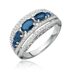 Кольцо из белого золота с сапфирами и бриллиантами 01-1352-00-105-1120-30