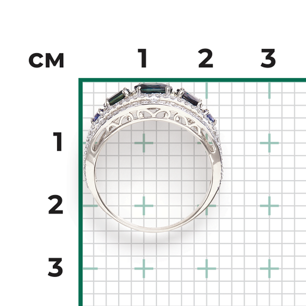 Кольцо из белого золота с сапфирами и бриллиантами 01-1352-00-105-1120-30