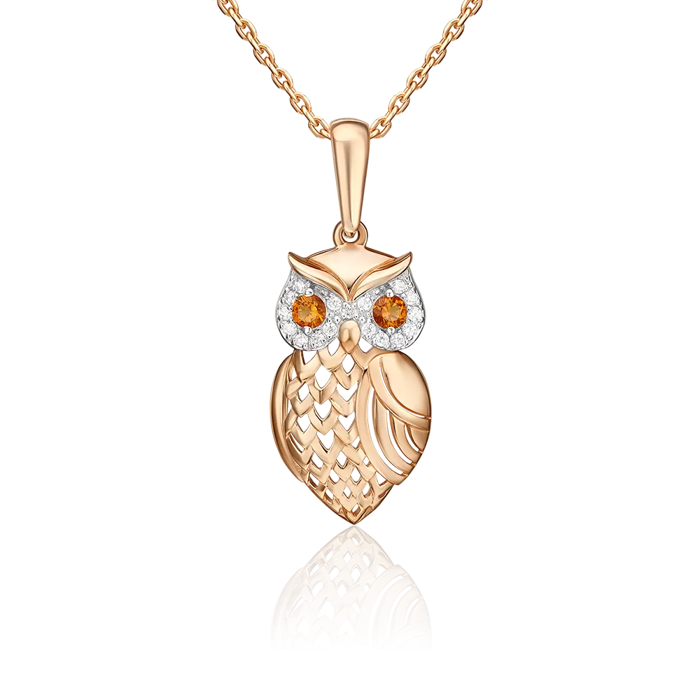 Подвеска «Сова» из красного золота с фианитами 03-2338-01-404-1110-03