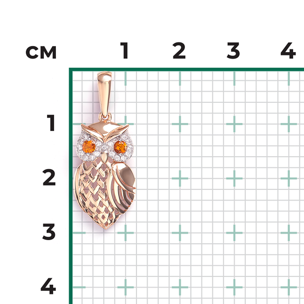Подвеска «Сова» из красного золота с фианитами 03-2338-01-404-1110-03