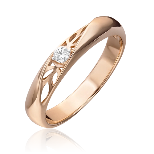 Обручальное кольцо из красного золота с фианитом 01-4737-00-501-1110-38