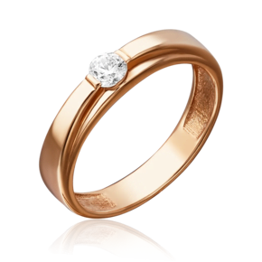 Кольцо из красного золота с фианитом 01-4743-00-501-1110-38