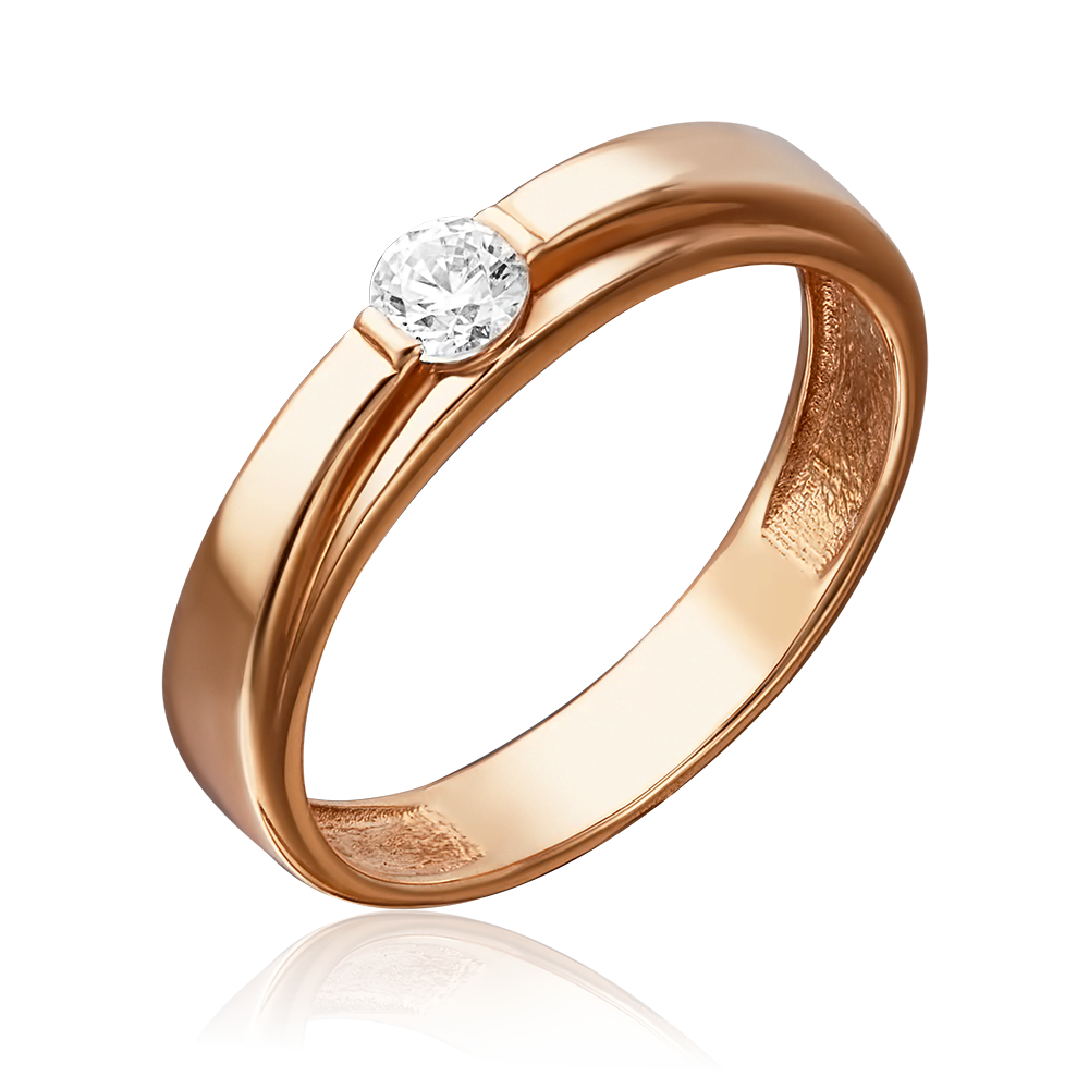 Кольцо из красного золота с фианитом 01-4743-00-501-1110-38