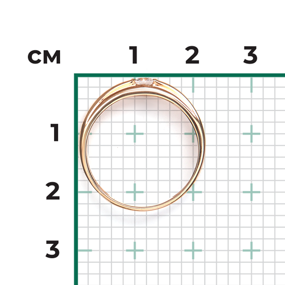 Кольцо из красного золота с фианитом 01-4743-00-501-1110-38