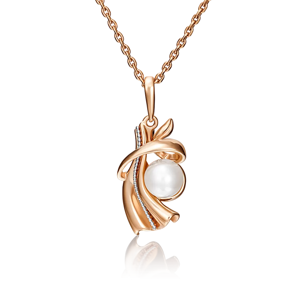 Подвеска из красного золота с жемчугом культивированным 03-2905-00-301-1110-31