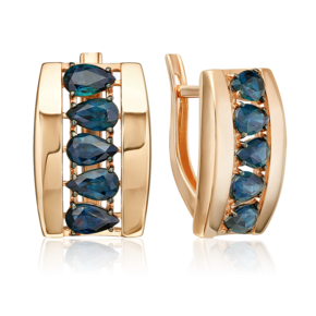 Серьги с английским замком из красного золота с сапфирами 02-5471-00-102-1110