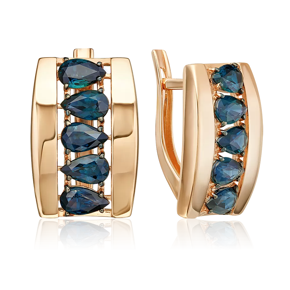 Серьги с английским замком из красного золота с сапфирами 02-5471-00-102-1110