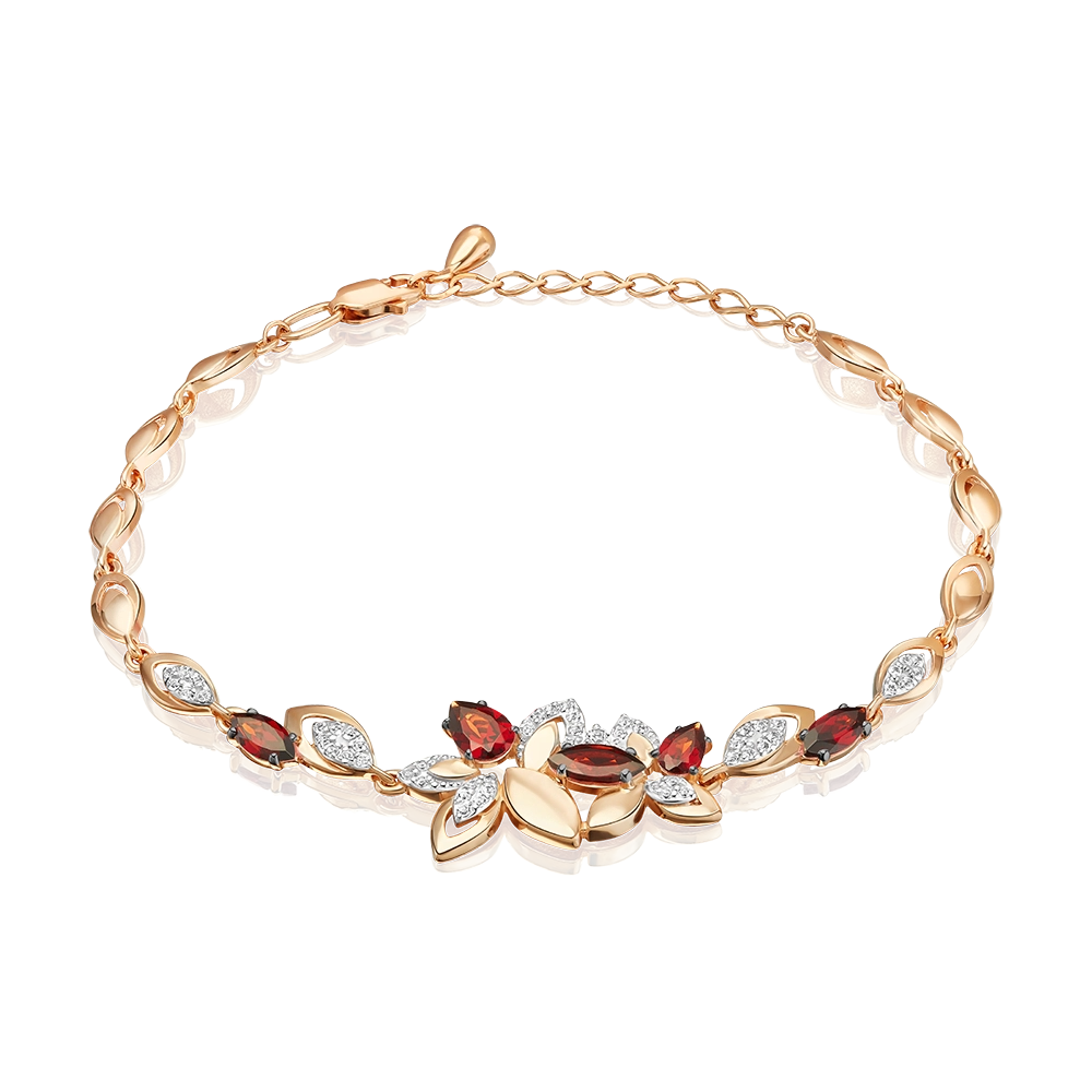 Браслет «Осенний вальс» из красного золота с гранатами и натуральными топазами white 05-0864-00-264-1110