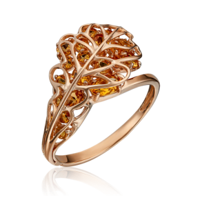 Кольцо «Дубовый лист» из красного золота с цитринами 01-5375-00-206-1110-57