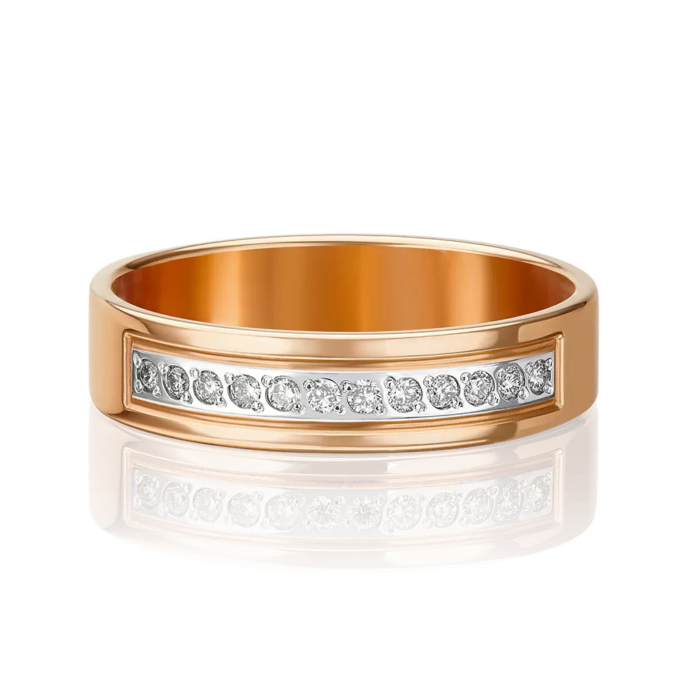 Обручальное кольцо из красного золота с бриллиантами 01-1157-00-101-1110-30