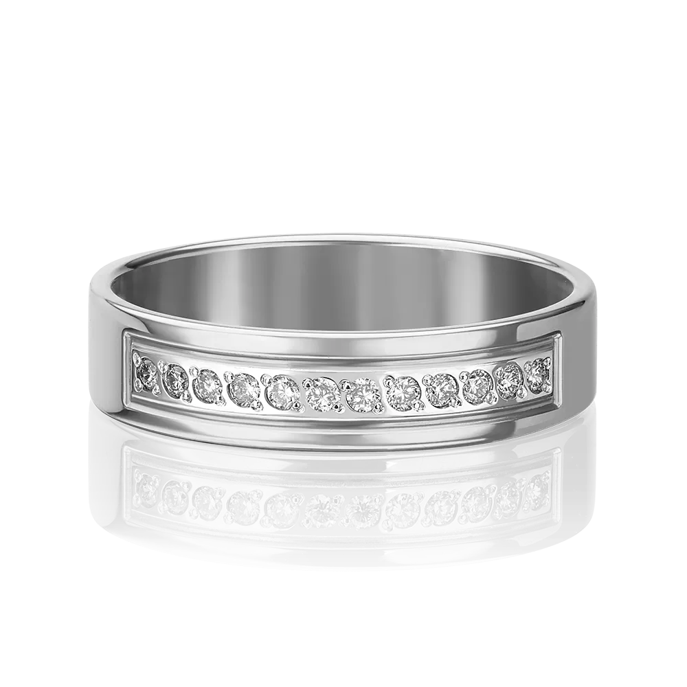 Обручальное кольцо из белого золота с бриллиантами 01-1158-00-101-1120-30