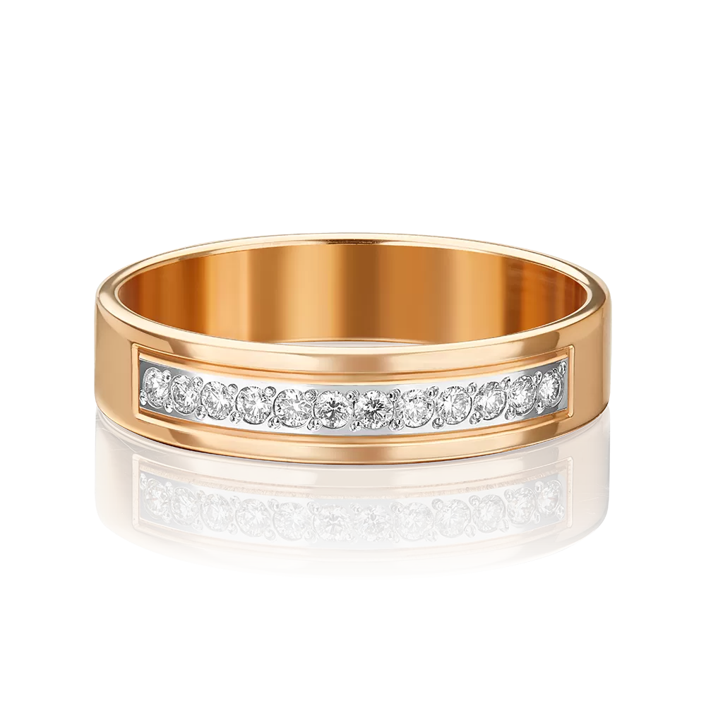 Обручальное кольцо из красного золота с бриллиантами 01-1159-00-101-1110-30