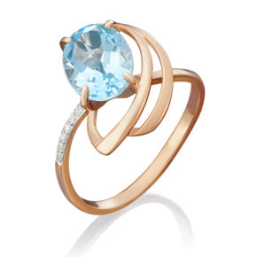 Кольцо из красного золота с топазом и фианитами 01-4779-00-207-1110-46
