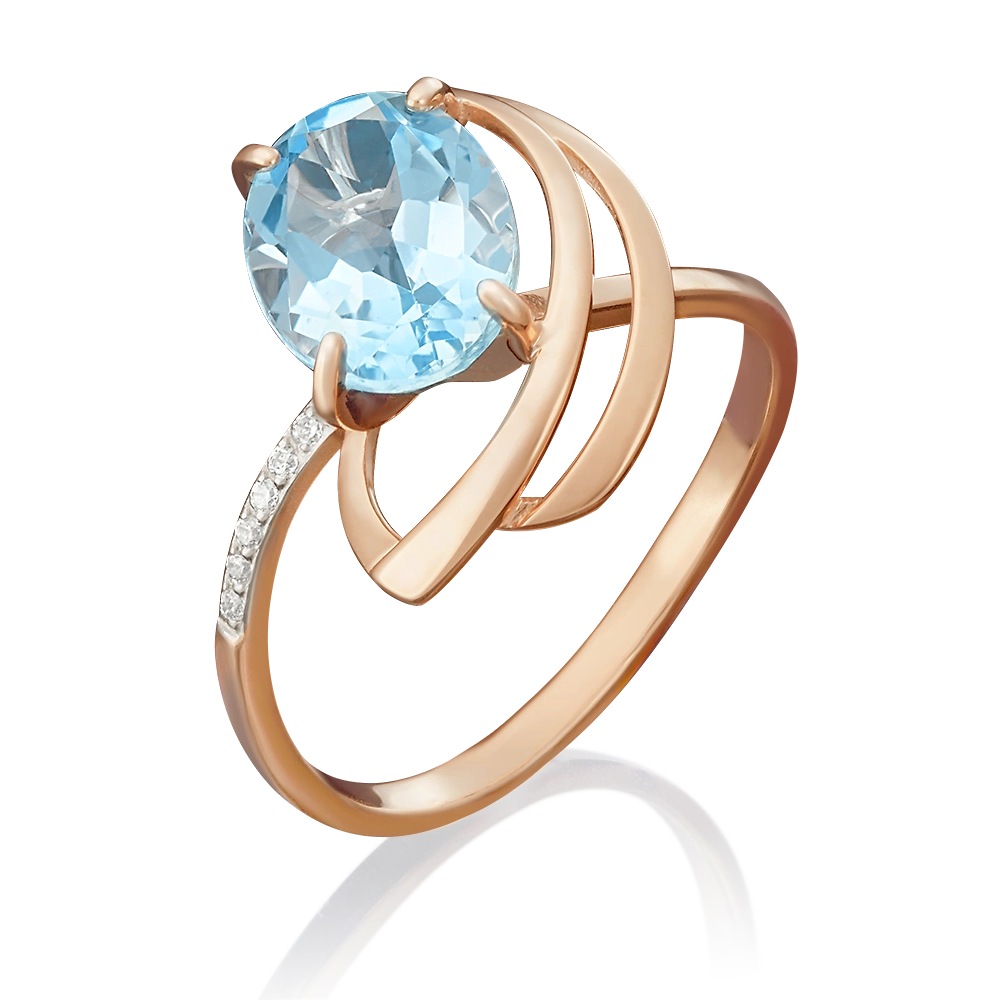 Кольцо из красного золота с топазом и фианитами 01-4779-00-207-1110-46