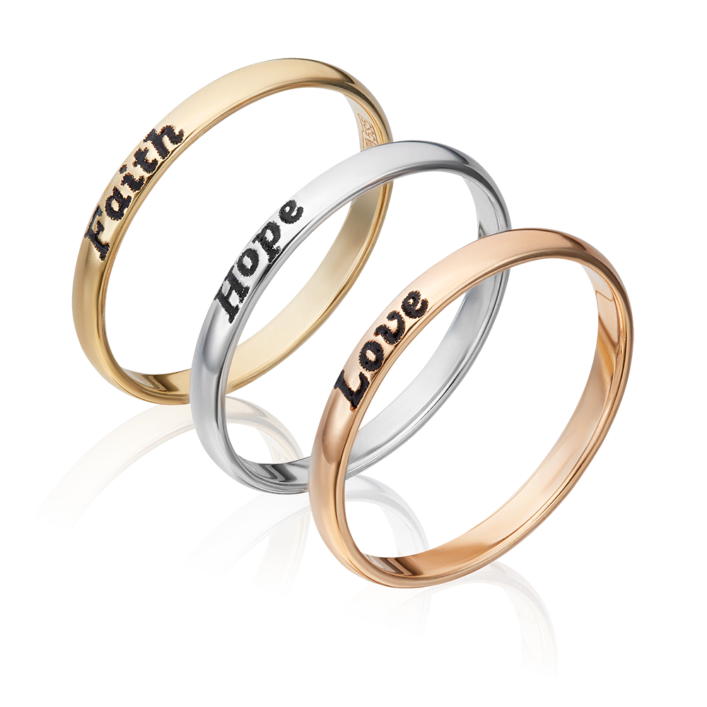 Кольцо «Вера, надежда, любовь» из комбинированного золота с эмалью 01-4781-00-000-1140-39