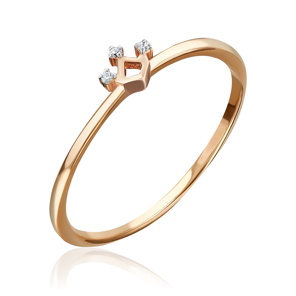 Кольцо «Корона» из красного золота с фианитами 01-4770-03-401-1110-03