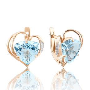 Серьги с английским замком из красного золота с топазом и фианитами 02-3600-00-207-1110-46