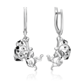 Серьги «Далматинцы» с английским замком из серебра с эмалью 02-5158-00-000-0200