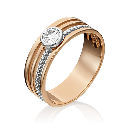 Кольцо из комбинированного золота с фианитом 01-5347-00-501-1111-38