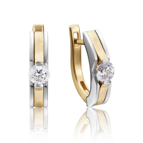 Серьги с английским замком из комбинированного золота с бриллиантом 02-4188-00-101-1121-30