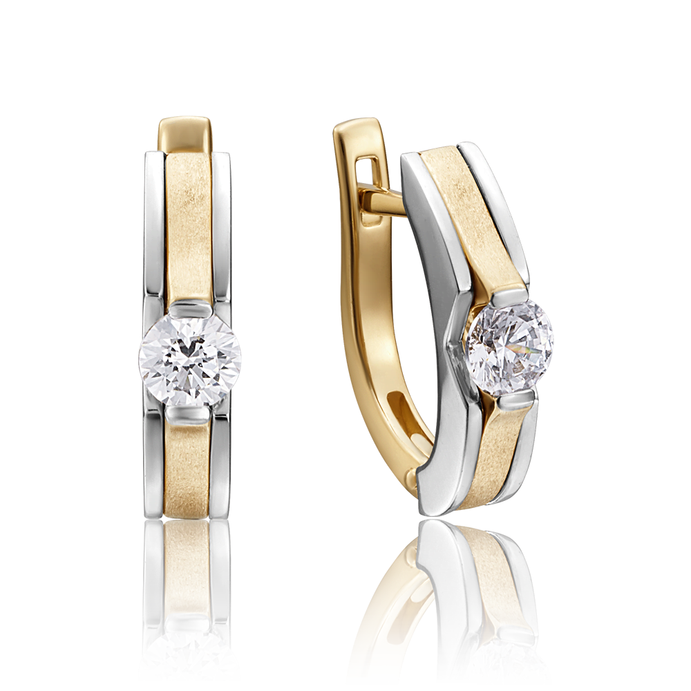 Серьги с английским замком из комбинированного золота с бриллиантом 02-4188-00-101-1121-30