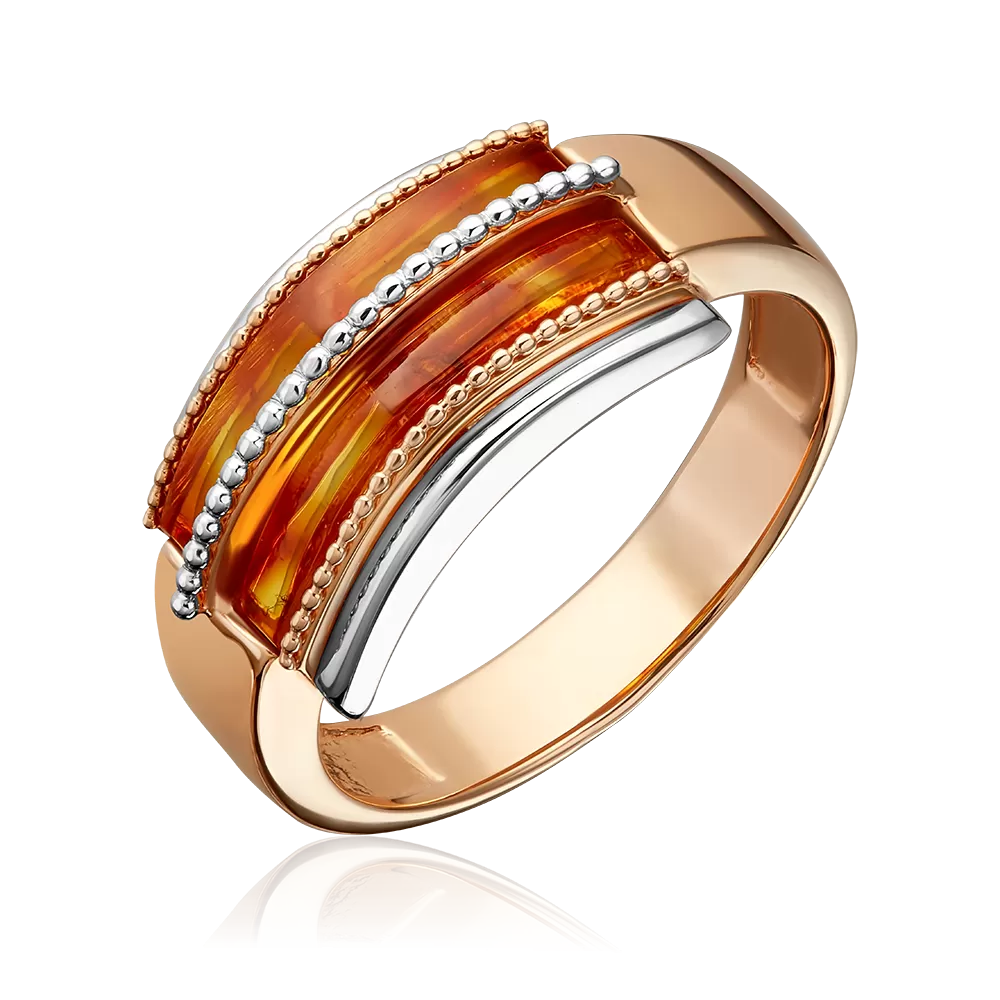 Кольцо из красного золота с янтарём 01-5169-00-271-1110-46
