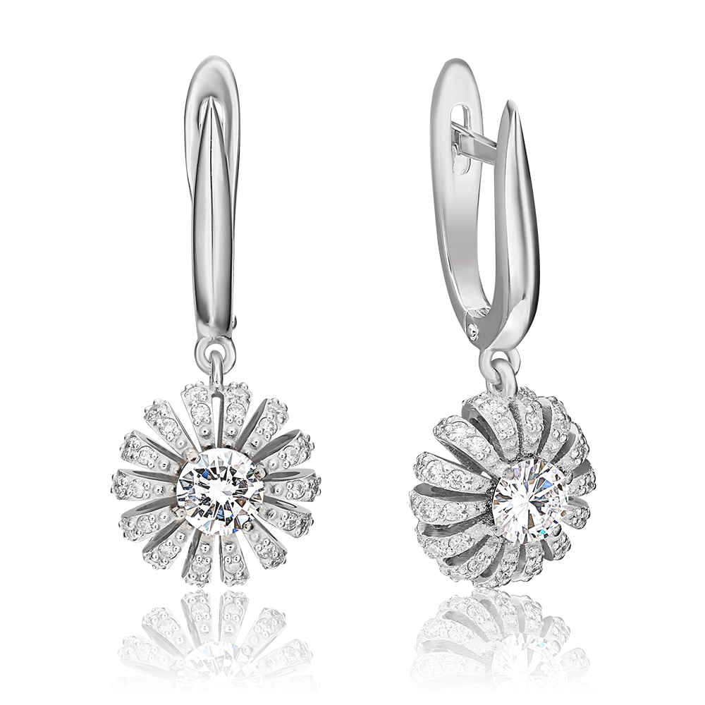 Серьги с английским замком из белого золота с бриллиантами 02-0793-00-101-1120-30