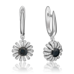 Серьги с английским замком из белого золота с сапфиром и бриллиантами 02-0793-00-105-1120-30