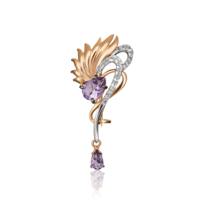 Брошь из комбинированного золота с аметистами и натуральными топазами white 04-0244-00-225-1111-57