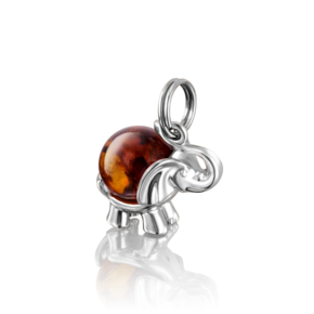 Подвеска «Слон» из серебра с янтарём 03-2779-00-271-0200-62