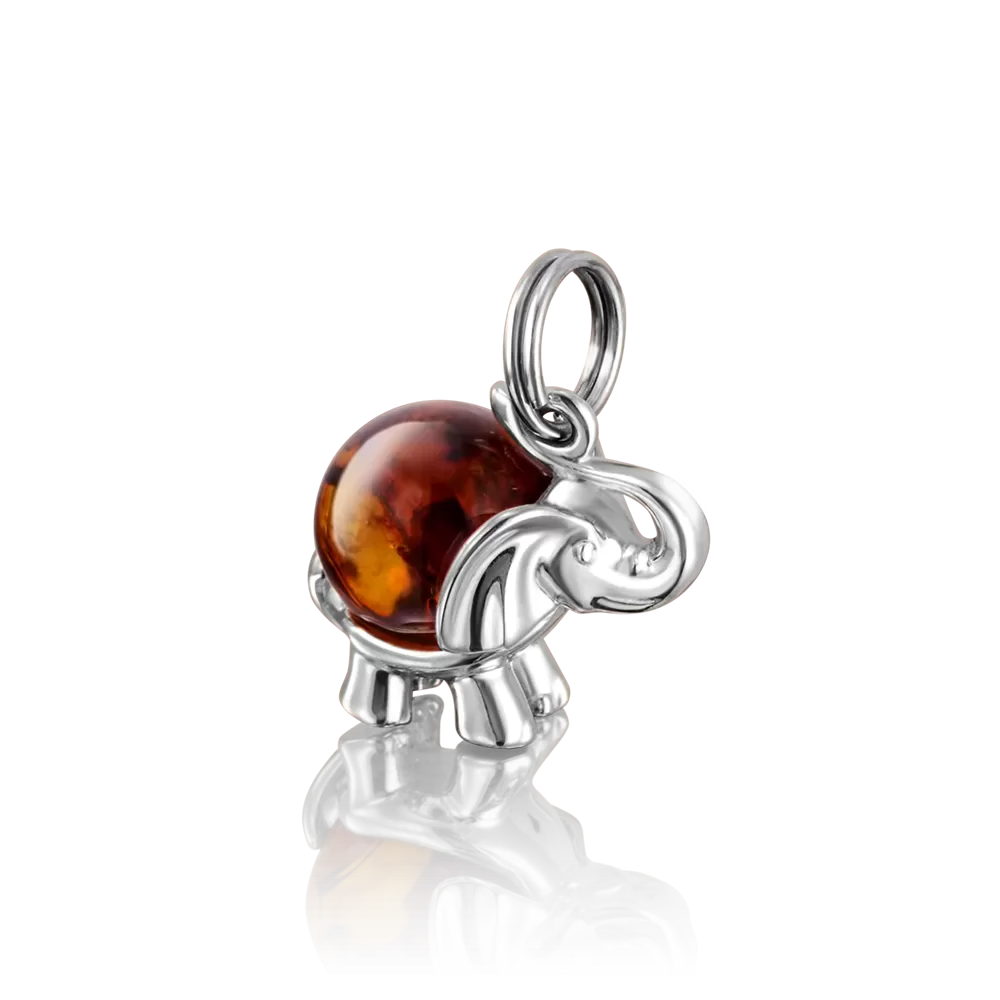 Подвеска «Слон» из серебра с янтарём 03-2779-00-271-0200-62