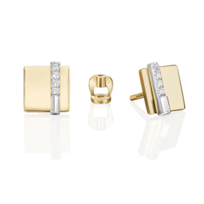 Серьги-пусеты из комбинированного золота с фианитами 02-5133-00-401-1121