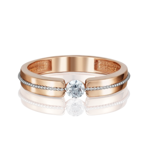 Помолвочное кольцо из красного золота с бриллиантом 01-5120-00-101-1110-30