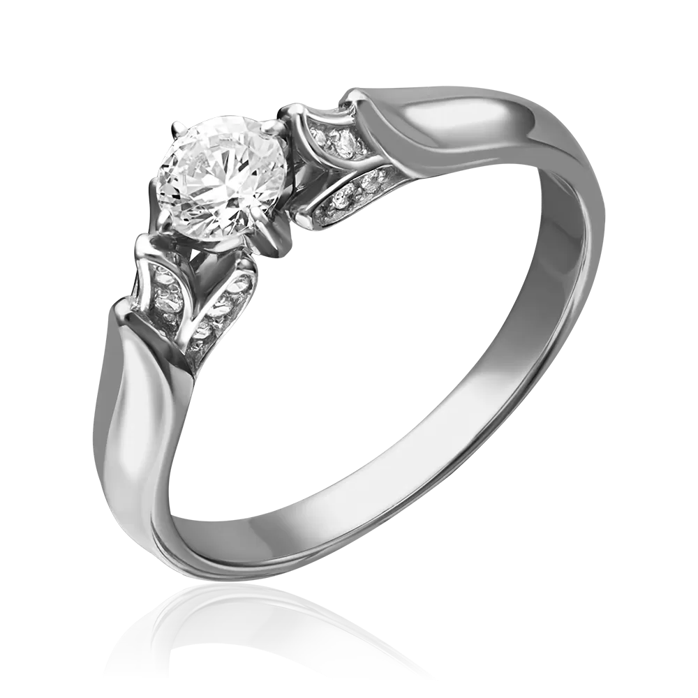 Помолвочное кольцо из белого золота с фианитами 01-5240-00-501-1120-38