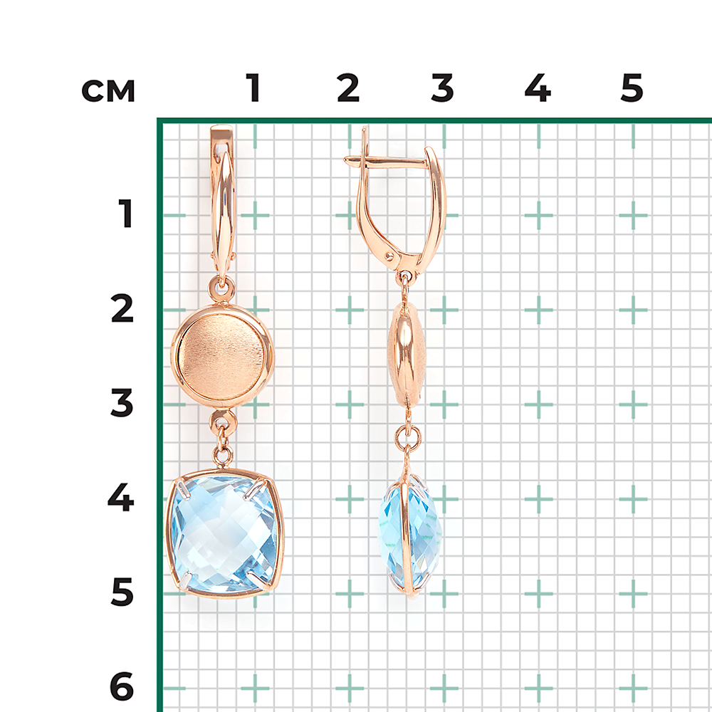 Серьги с английским замком из красного золота с топазом 02-4424-00-201-1110-46