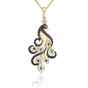 Подвеска «Павлин» из лимонного золота с фианитами 03-2207-00-403-1130-52