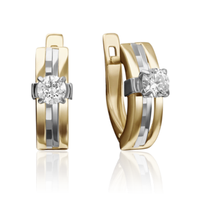 Серьги с английским замком из комбинированного золота с фианитом 02-4294-00-501-1121-38