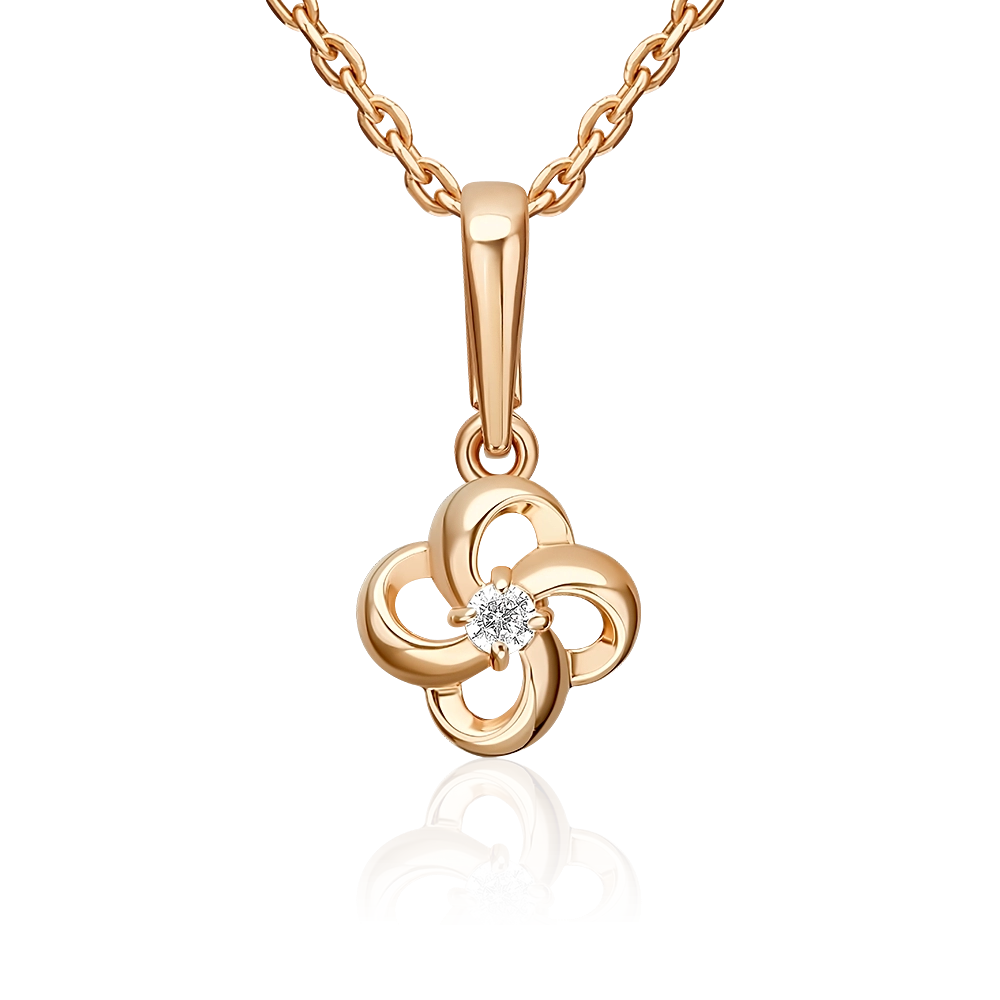 Подвеска из красного золота с фианитом 03-3676-00-401-1110