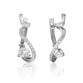 Серьги с английским замком из белого золота с фианитами 02-4582-00-501-1120-38